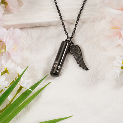 Pet Memorial Necklace: Multi - Size, Adjustable, with Wing & Paw Charms