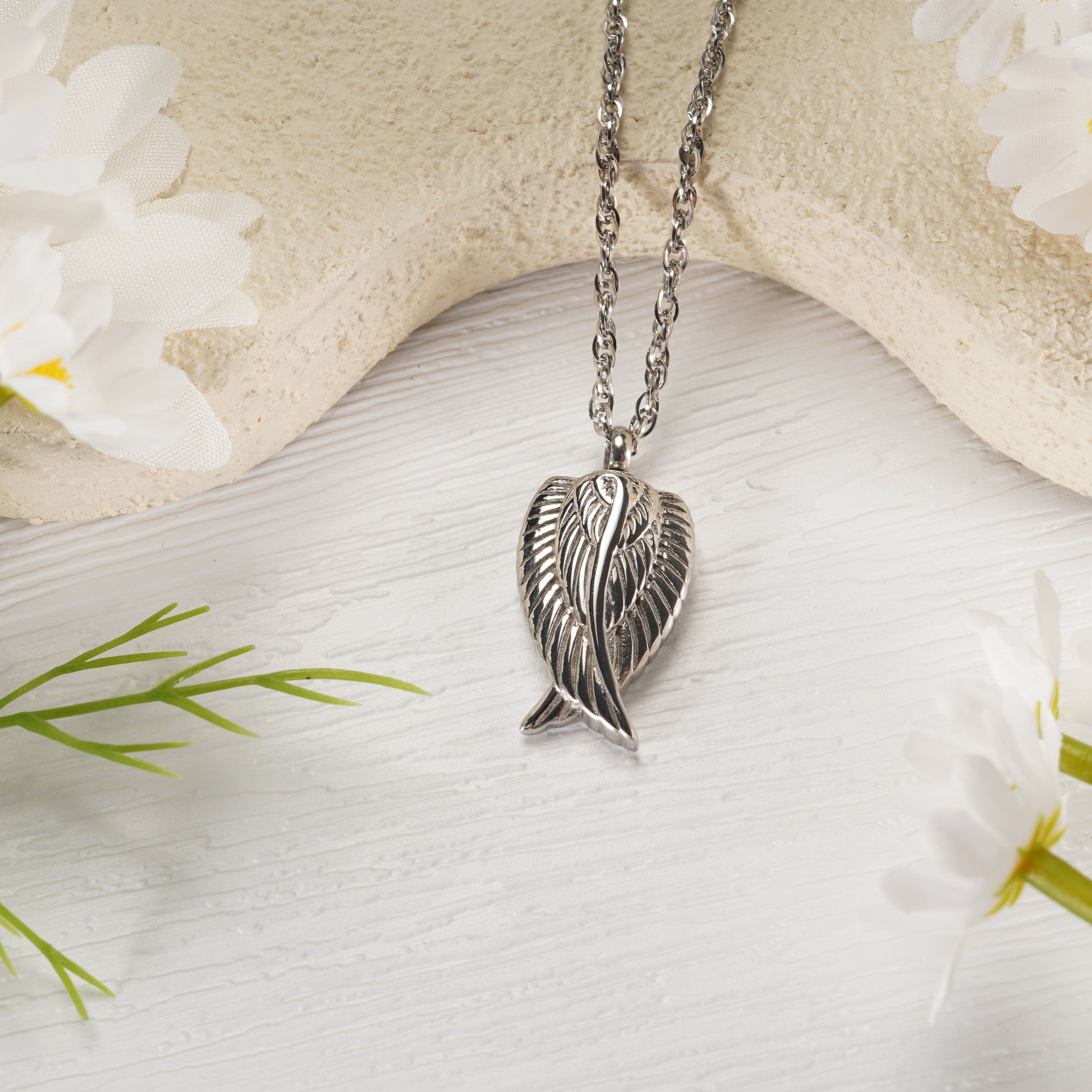 Multi Toned Winged Angel Pendant Necklace