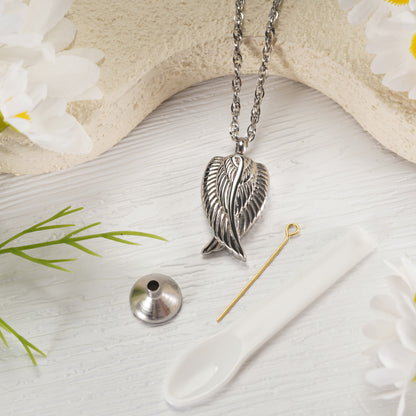 Multi Toned Winged Angel Pendant Necklace