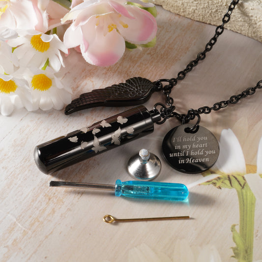 Black Cylindrical Memorial Pendant