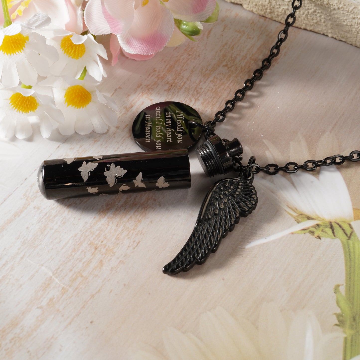 Black Cylindrical Memorial Pendant