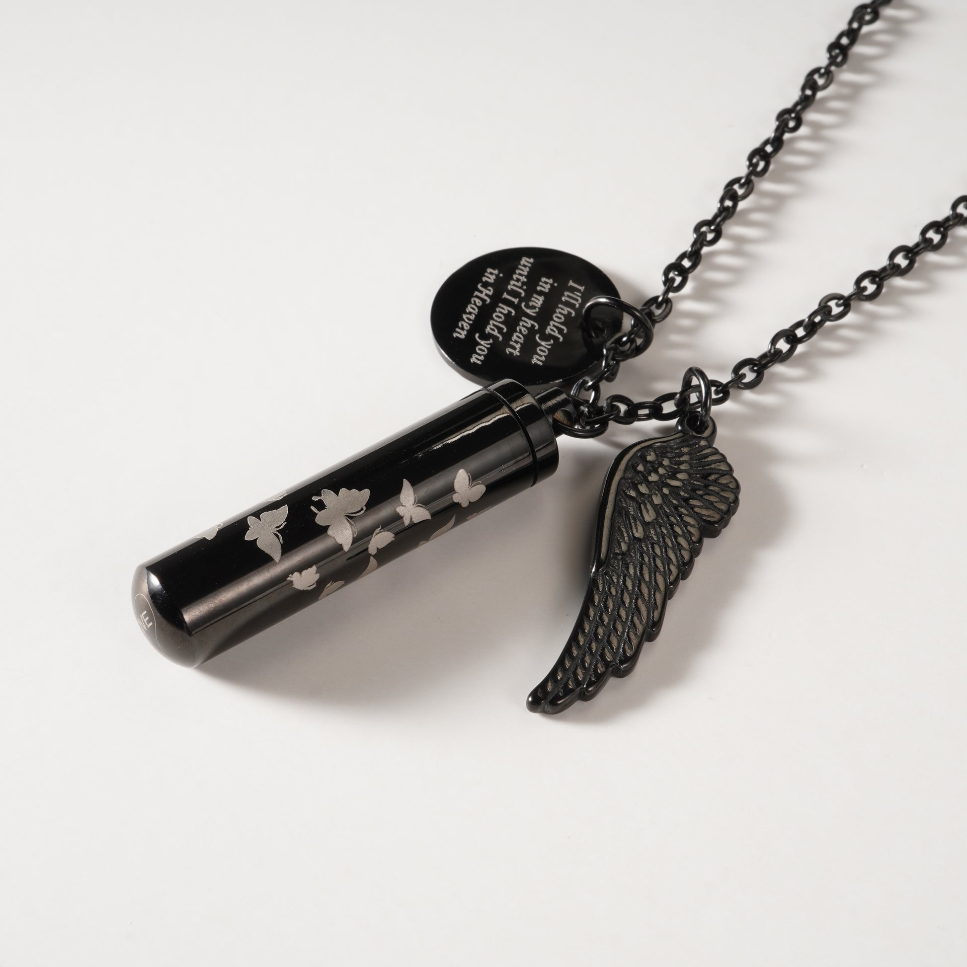 Black Cylindrical Memorial Pendant