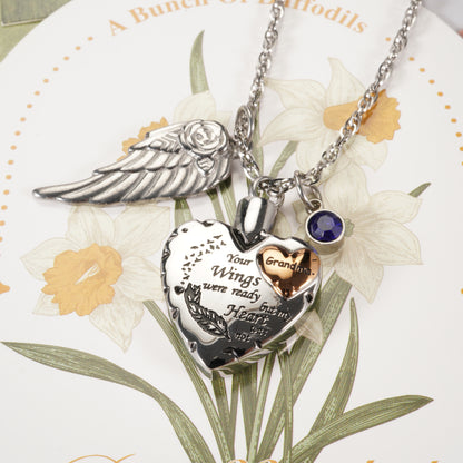 Customizable Heart Urn Memorial Pendant with Poetic Inscription