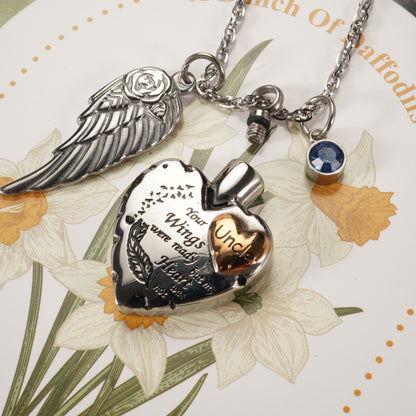 Customizable Heart Urn Memorial Pendant with Poetic Inscription