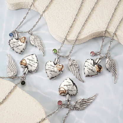 Heartfelt Memorial Urn Necklace with Details & Birthstone