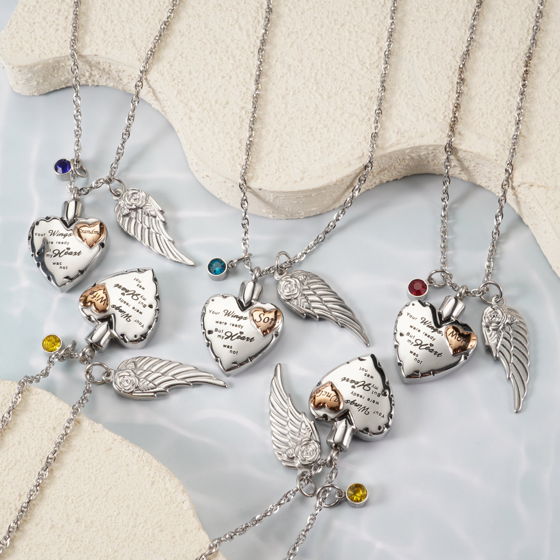 Heartfelt Memorial Urn Necklace with Details & Birthstone