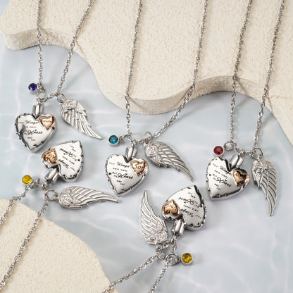 Heartfelt Memorial Urn Necklace with Details & Birthstone