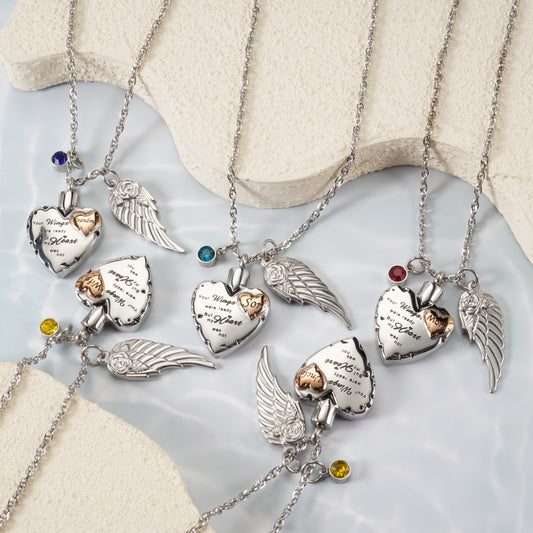 Heartfelt Memorial Urn Necklace with Details & Birthstone