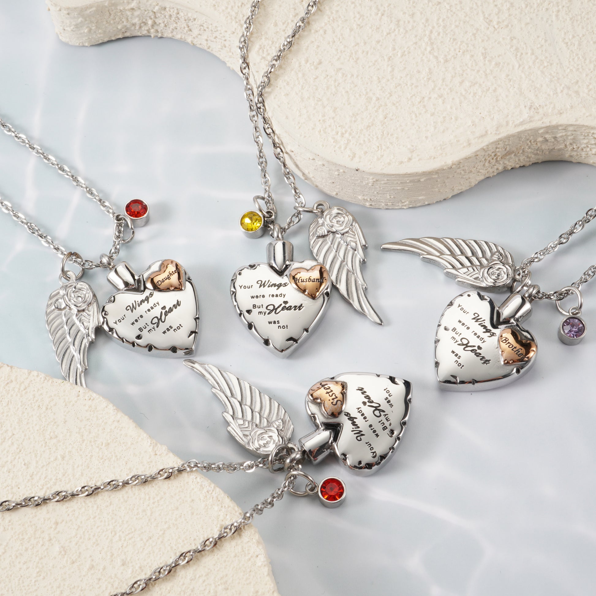 Heartfelt Memorial Urn Necklace with Details & Birthstone