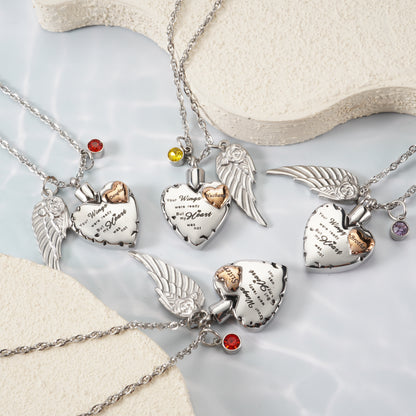 Heartfelt Memorial Urn Necklace with Details & Birthstone