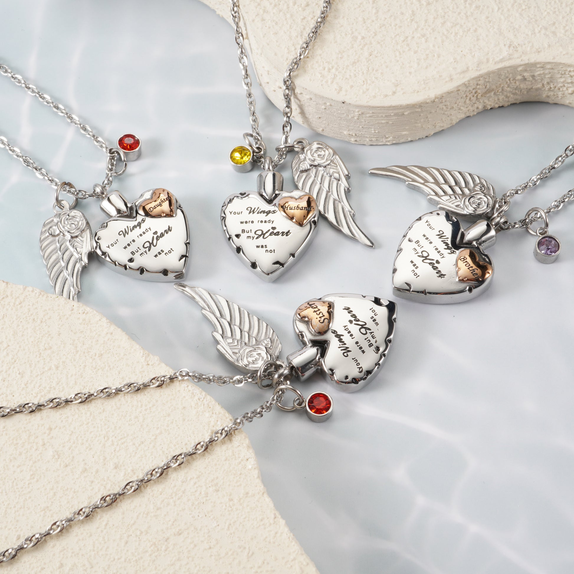 Heartfelt Memorial Urn Necklace with Details & Birthstone