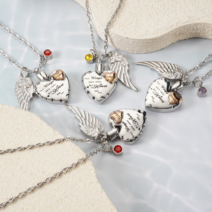 Heartfelt Memorial Urn Necklace with Details & Birthstone