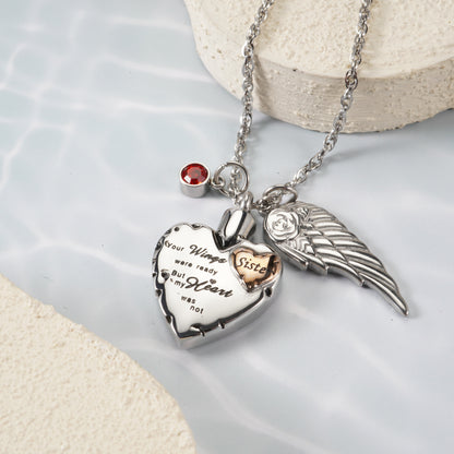 Heartfelt Memorial Urn Necklace with Details & Birthstone