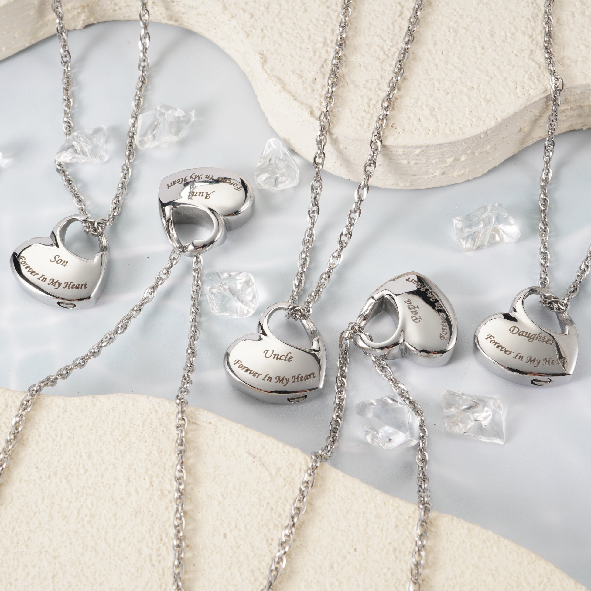 Personalized Memorial Necklaces: Heart Urns with Custom Names