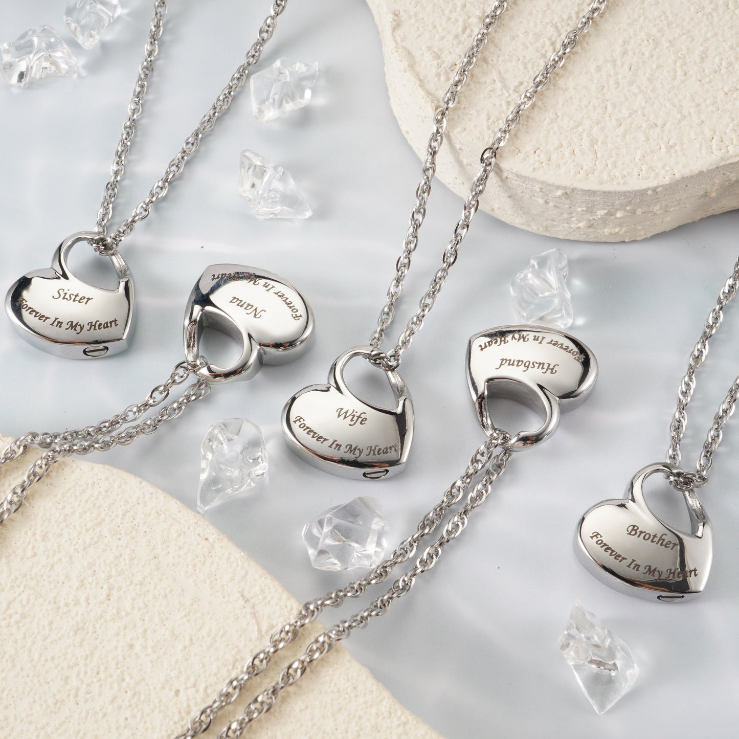 Personalized Memorial Necklaces: Heart Urns with Custom Names