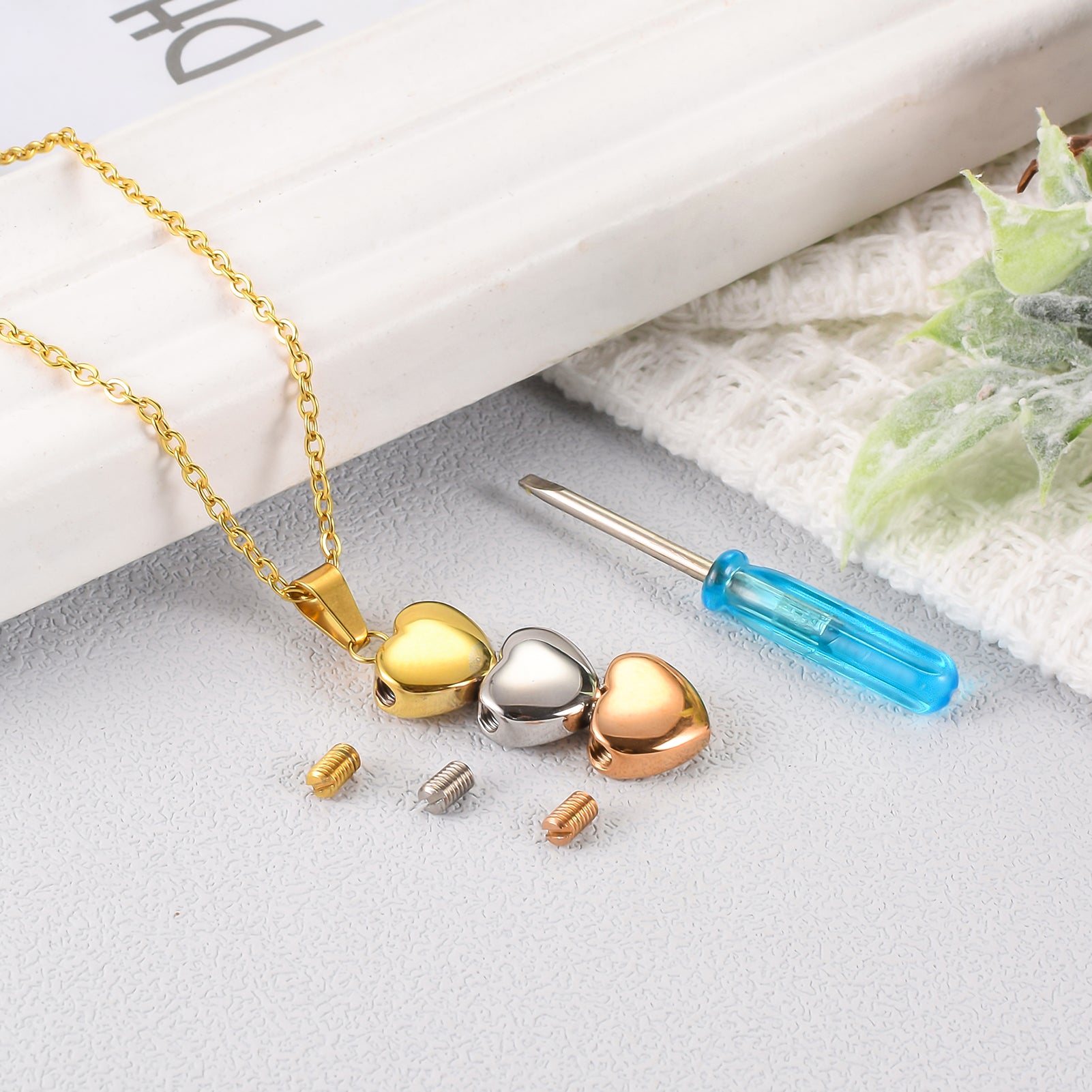 Three Heart Necklace for Ashes