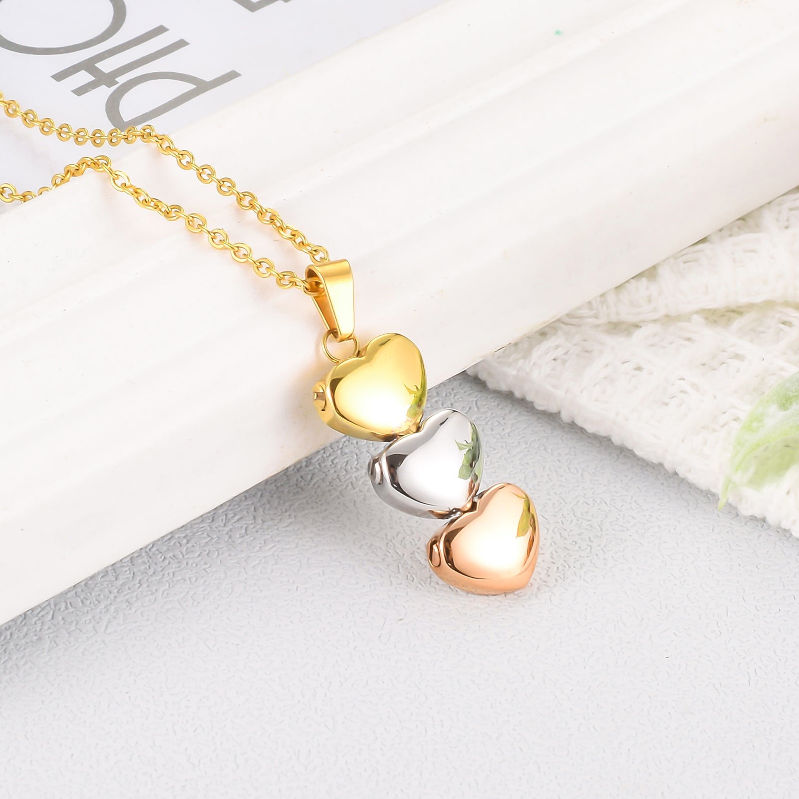 Three Heart Necklace for Ashes