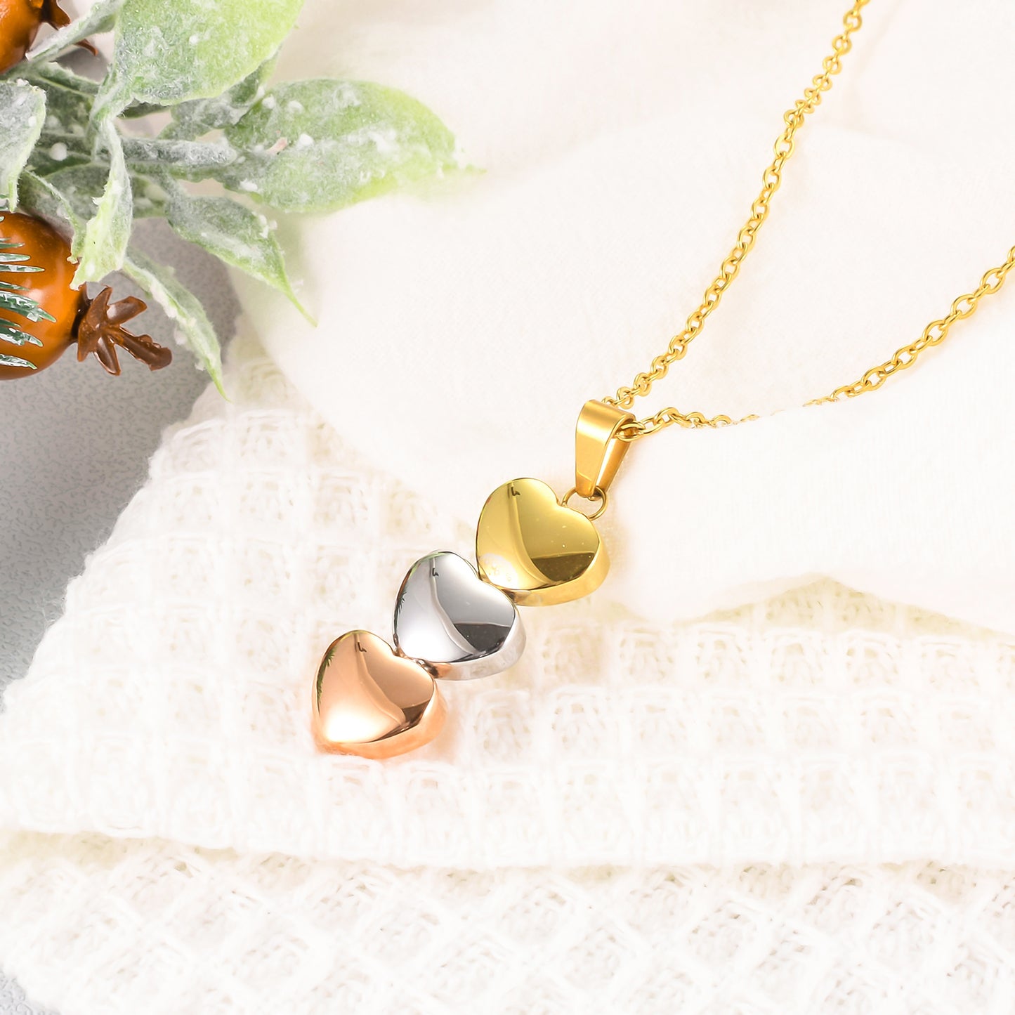 Three Heart Necklace for Ashes