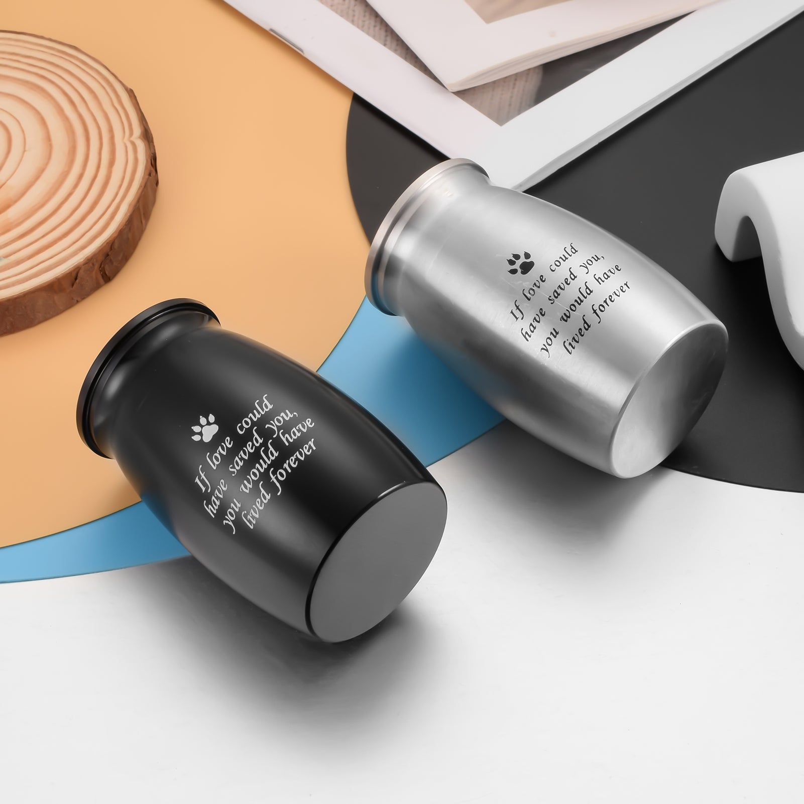 Aluminum Pet Memorial Urns with 'If Love Could Have Saved You' Engraving