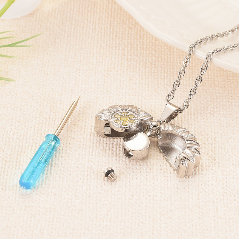 sunflower lock pendant for cremation