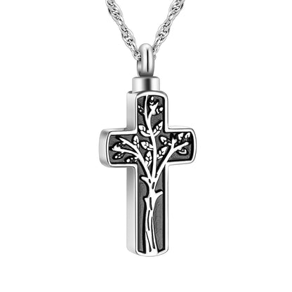 Life Tree Cross Filled Pendant Necklace with stainless steel material