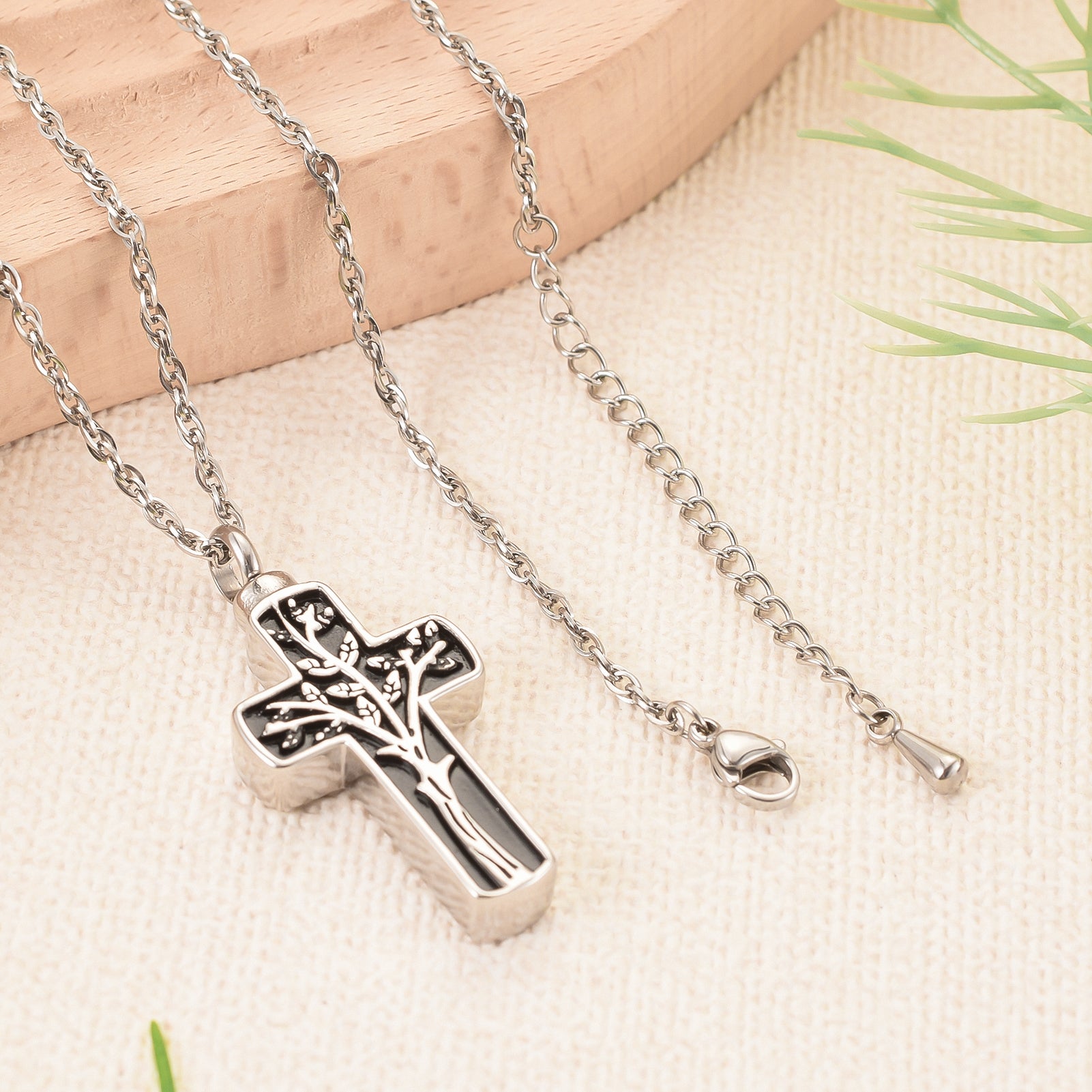 Cross Memorial Pendant with Tree Design