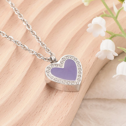 Purple Heart Urn Pendant Necklace - Memorial Ash Cremation Jewellery