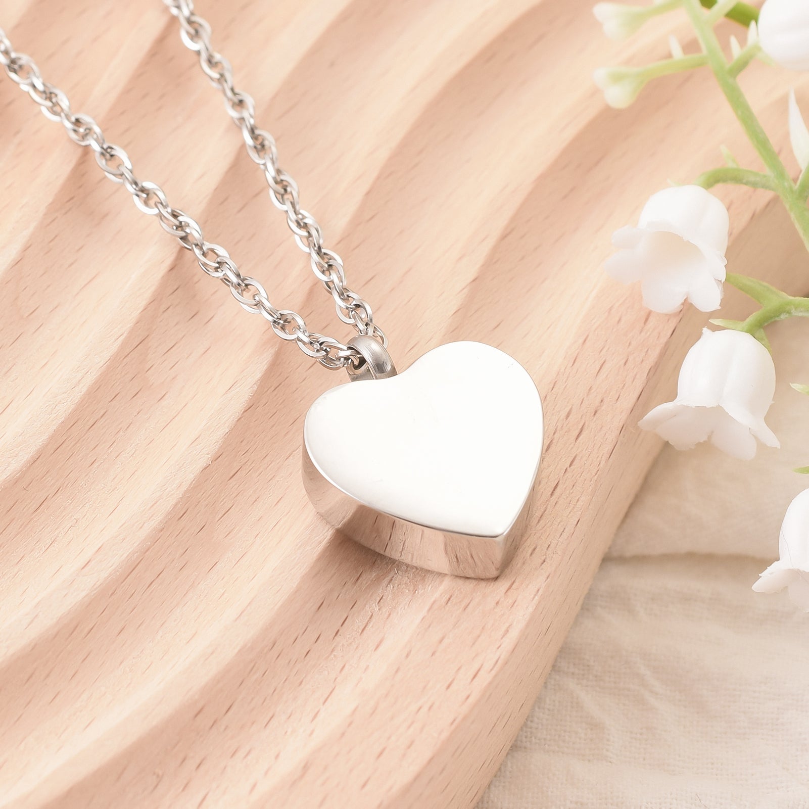 Purple Enamel Rhinestone Heart Memorial Necklace