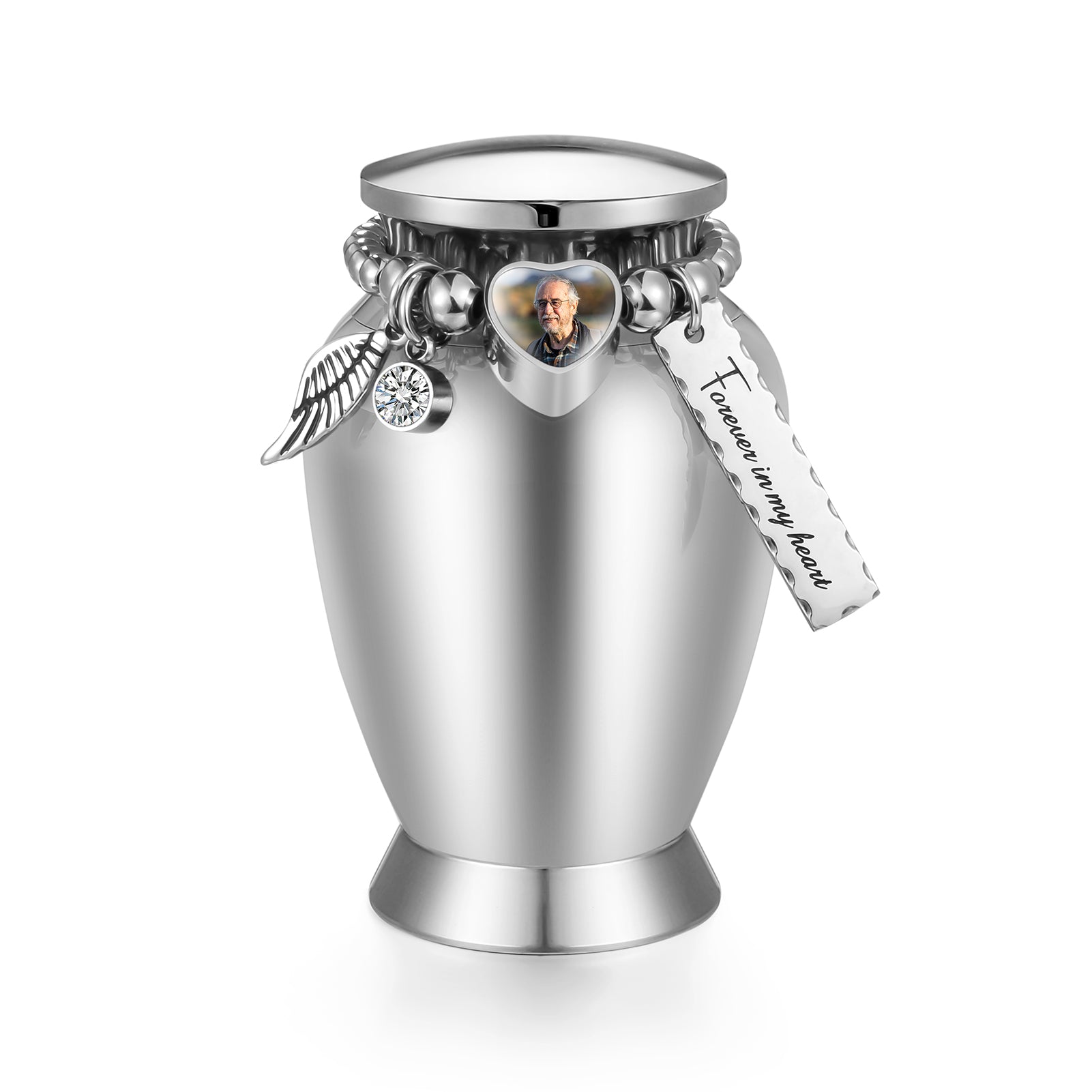 customize stainless steel urn with DIY photo