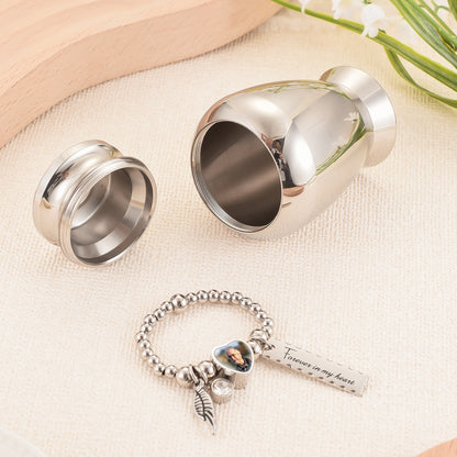 customize stainless steel urn with DIY photo