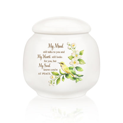 Ceramic Urn for Human Ashes, Flying Bird with Flower