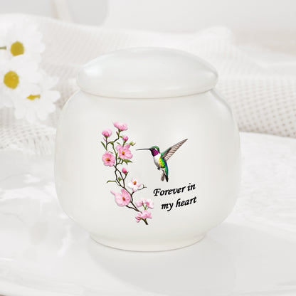 Ceramic Urn for Human Ashes, Flying Bird with Flower