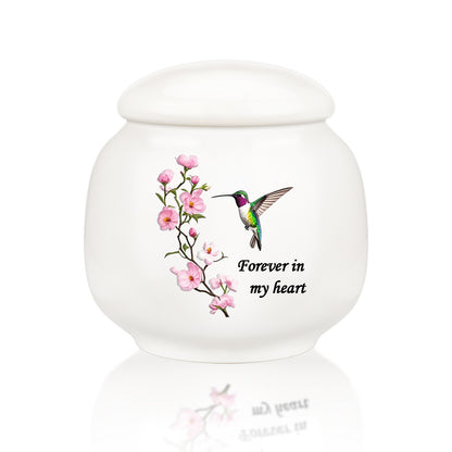 Ceramic Urn for Human Ashes, Flying Bird with Flower