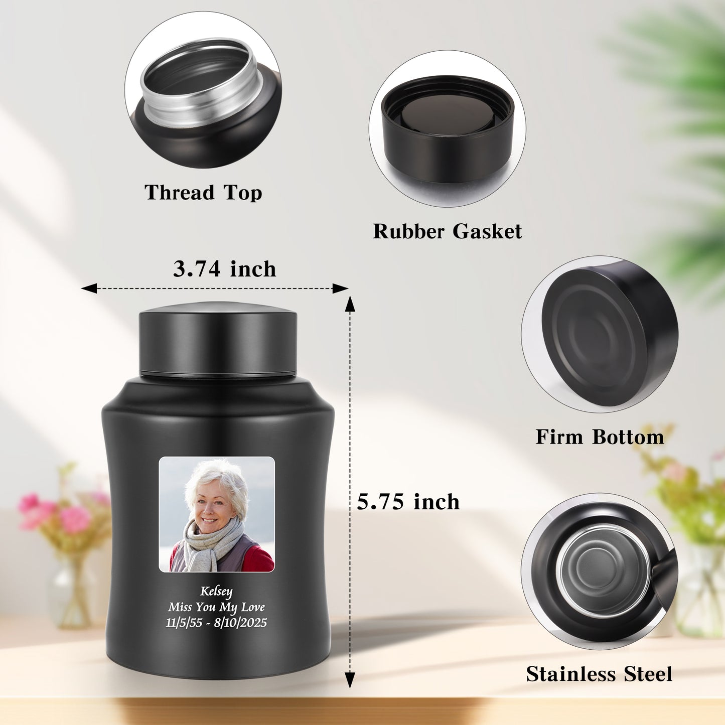 Stainless Steel Photo Customized Urn