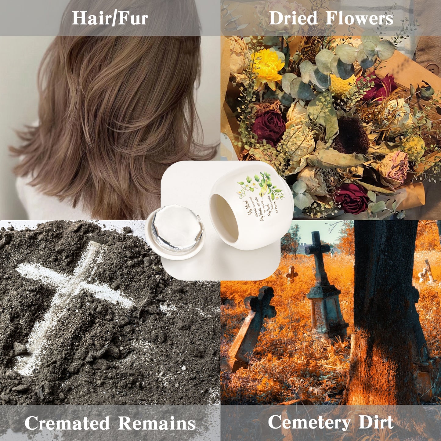 Ceramic Urn for Human Ashes, Flying Bird with Flower