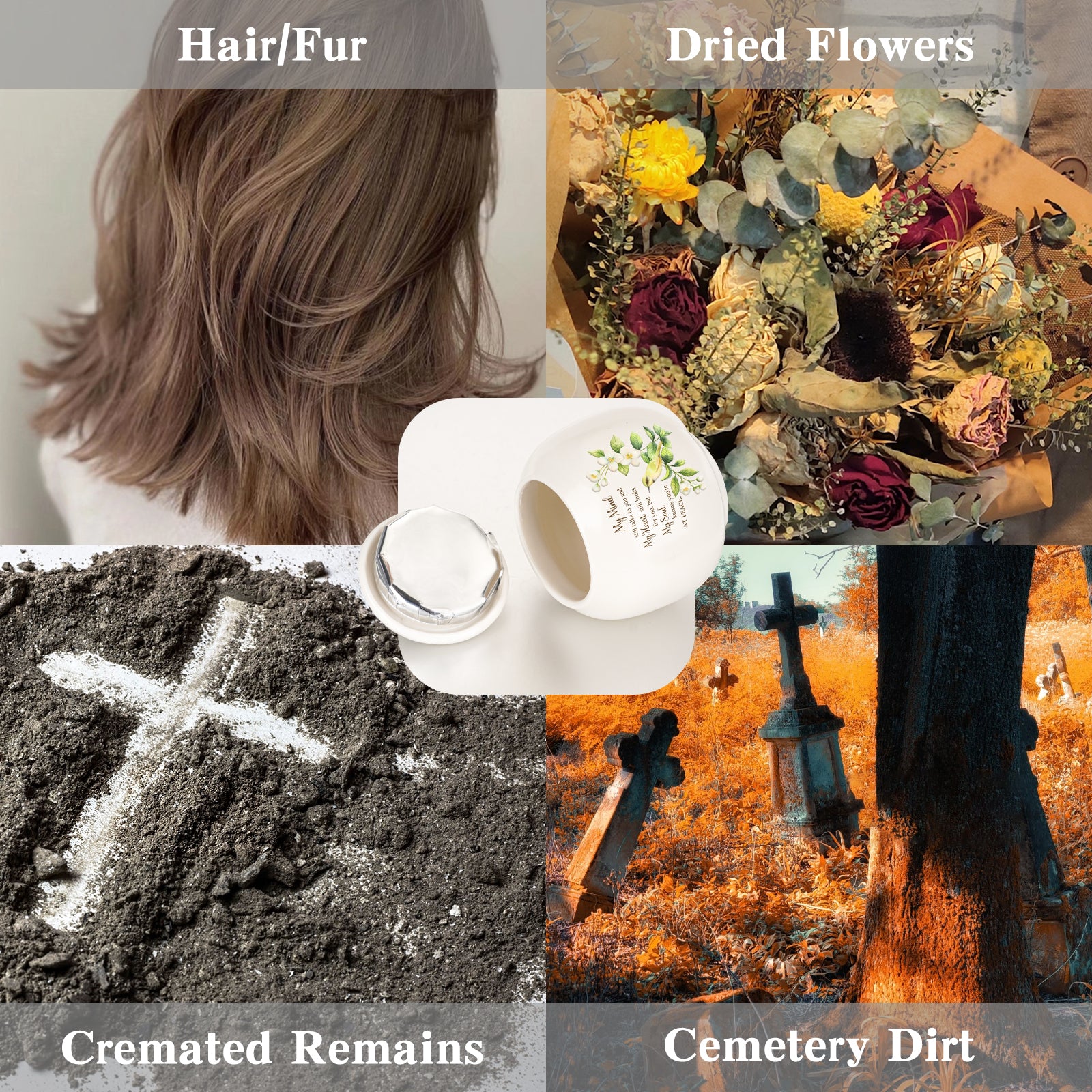 Ceramic Urn for Human Ashes, Flying Bird with Flower