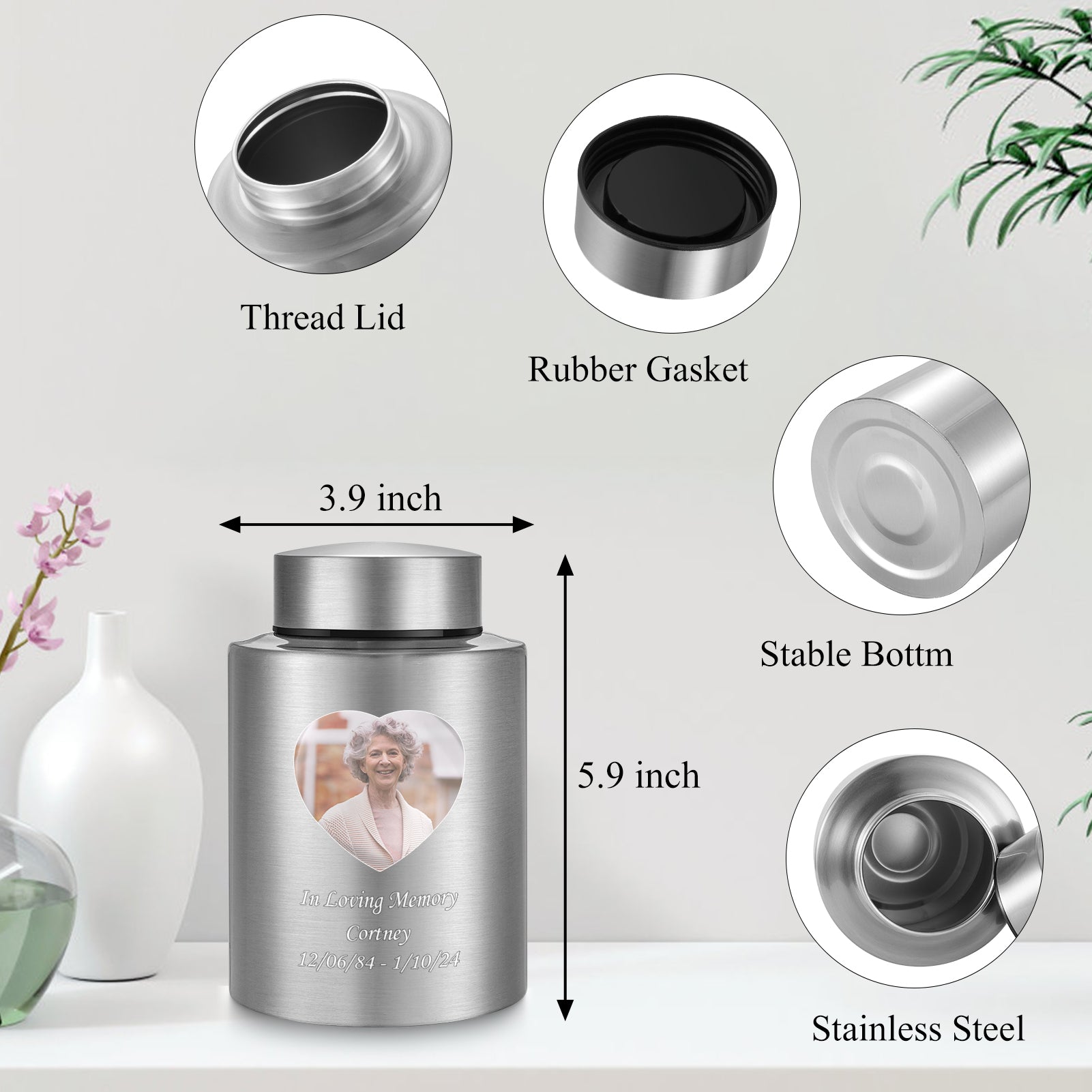 Photo Customized Stainless Steel Urn