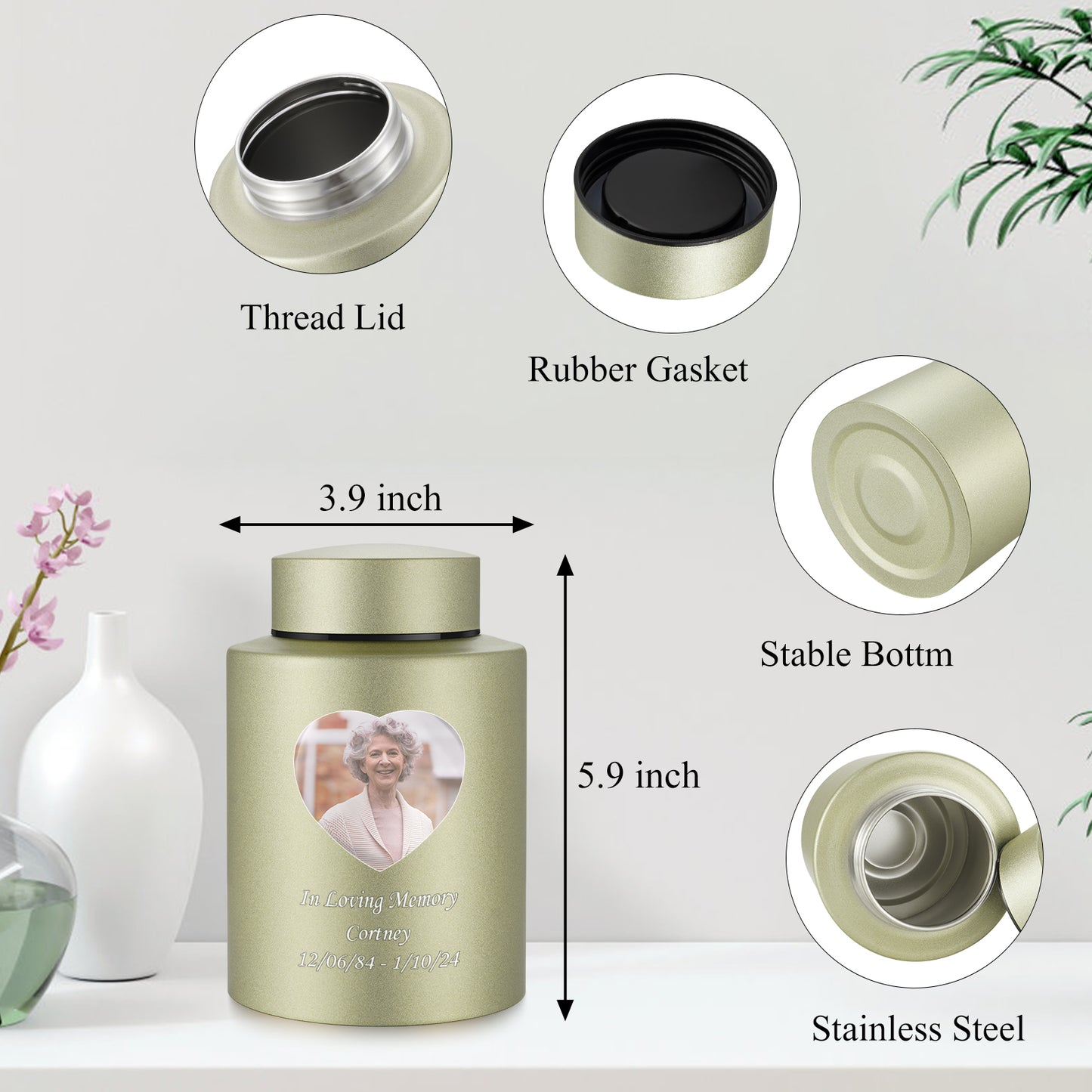 Photo Customized Stainless Steel Urn