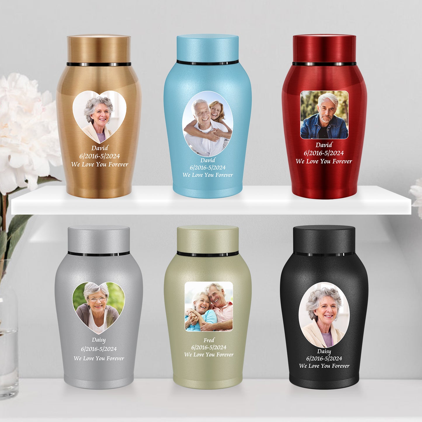 Stainless Steel Photo Personalized Urn for Human Ashes