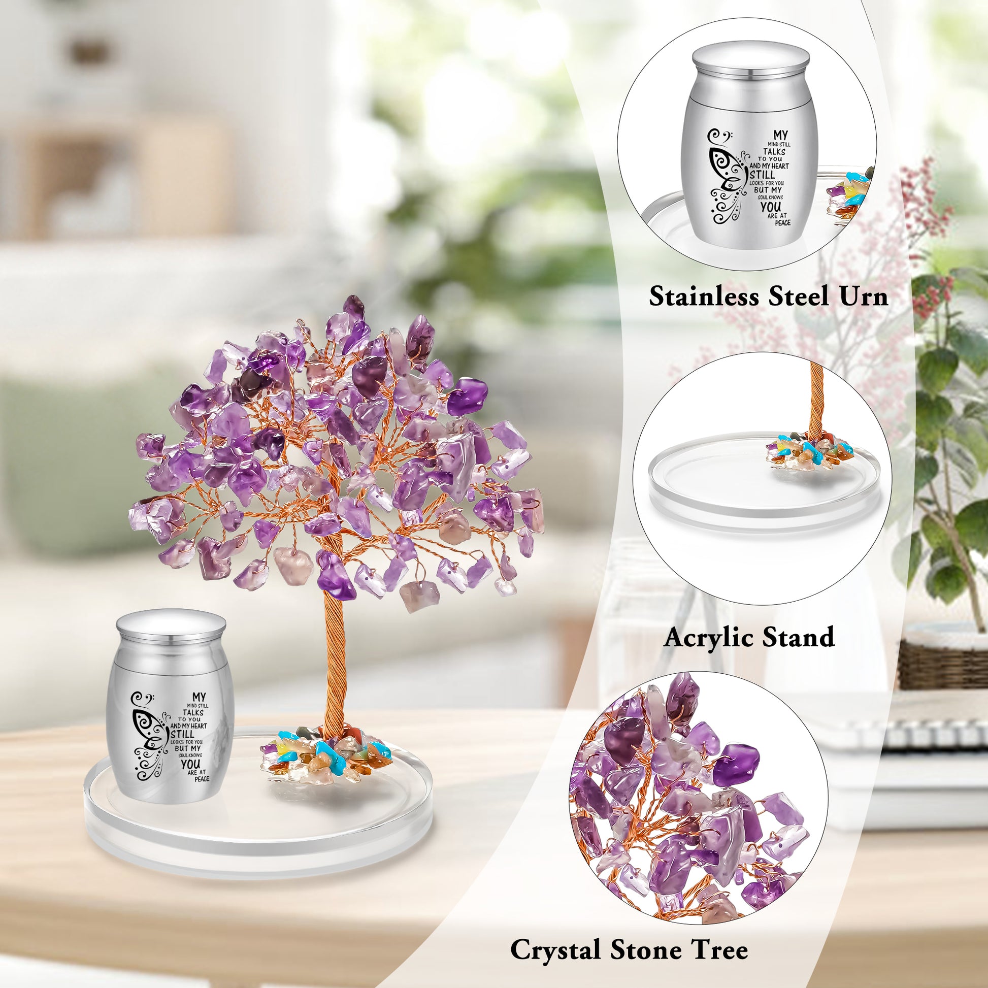 Crystal Tree of Life Cremation Mini Urn