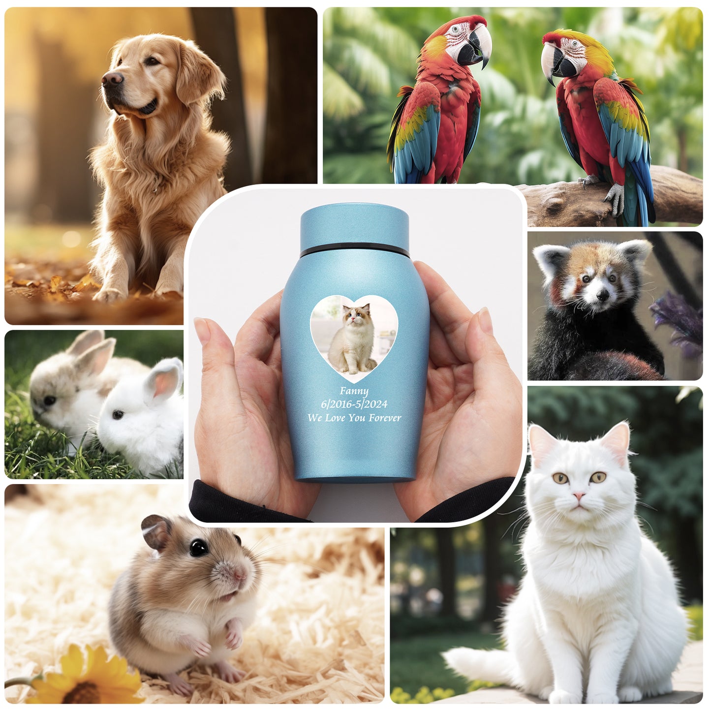 Stainless Steel Photo Personalized Urn for Human Ashes