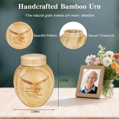 Small Wood Urn for Ashes Keepsake, Bamboo