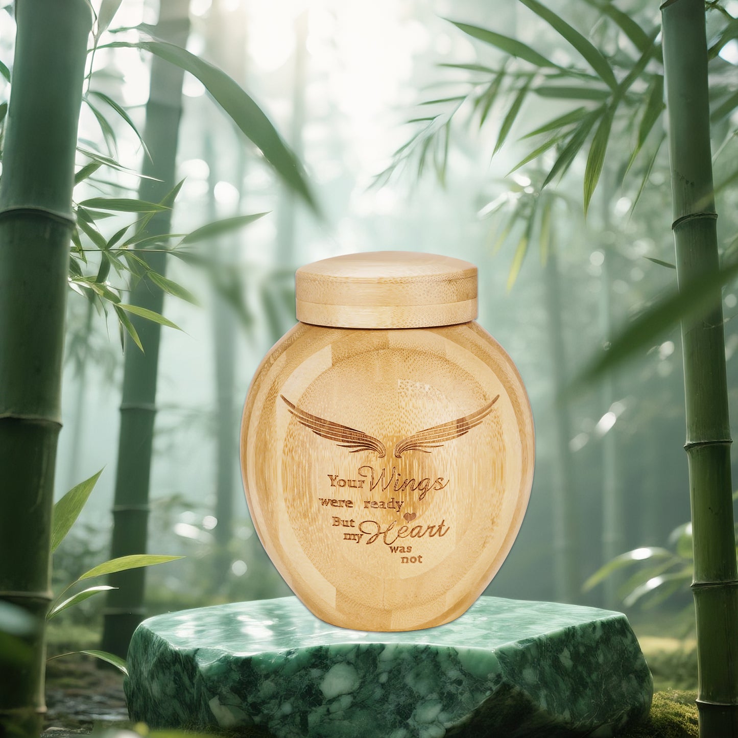 Small Wood Urn for Ashes Keepsake, Bamboo