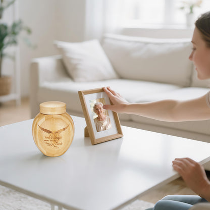 Small Wood Urn for Ashes Keepsake, Bamboo