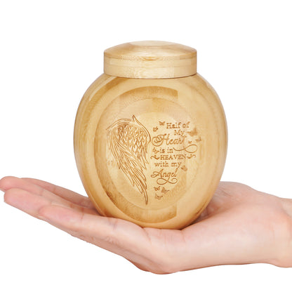 Small Wood Urn for Ashes Keepsake, Bamboo