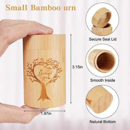 Wood Mini Keepsake Urn for Ash -Bamboo