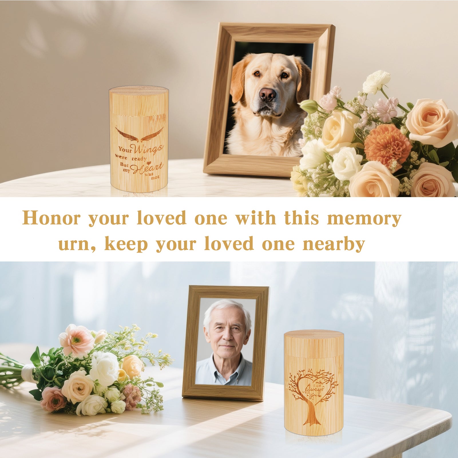 Wood Mini Keepsake Urn for Ash -Bamboo