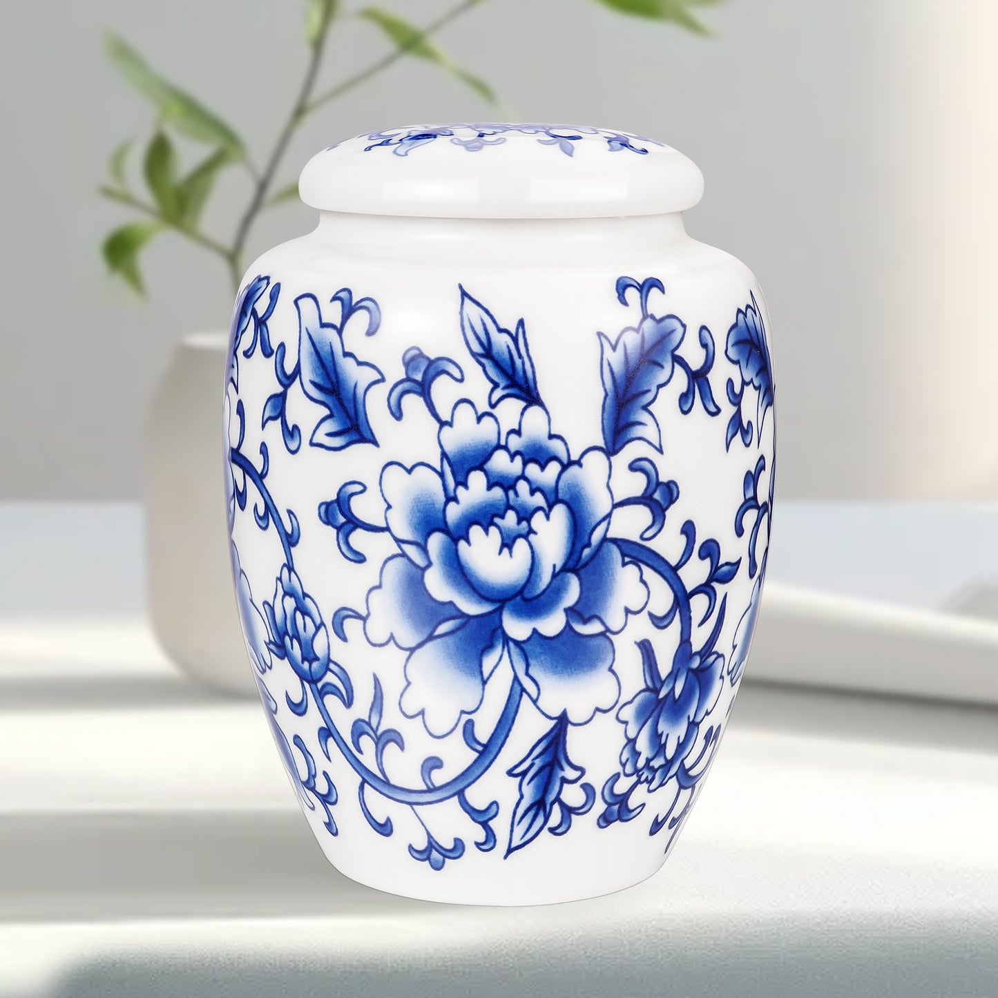 Ceramic Mini Urns Blue and White Porcelain Cremation Keepsake Urn