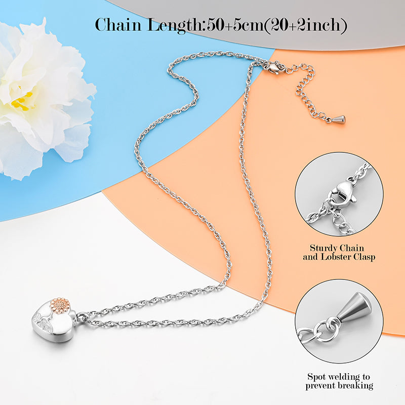 Heart Cremation Pendant of Hummingbird