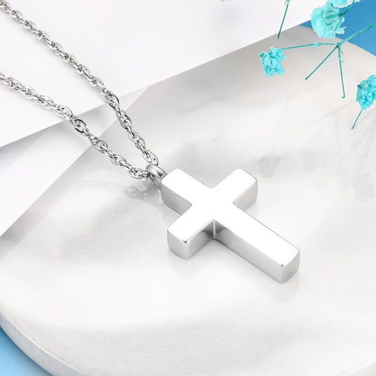 Art Cross Cremation Pendant Necklace